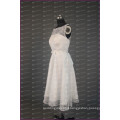 Elegant White Lace Bateau Neck Tea Length A Line Bridesmaid Dress With Bow Sash